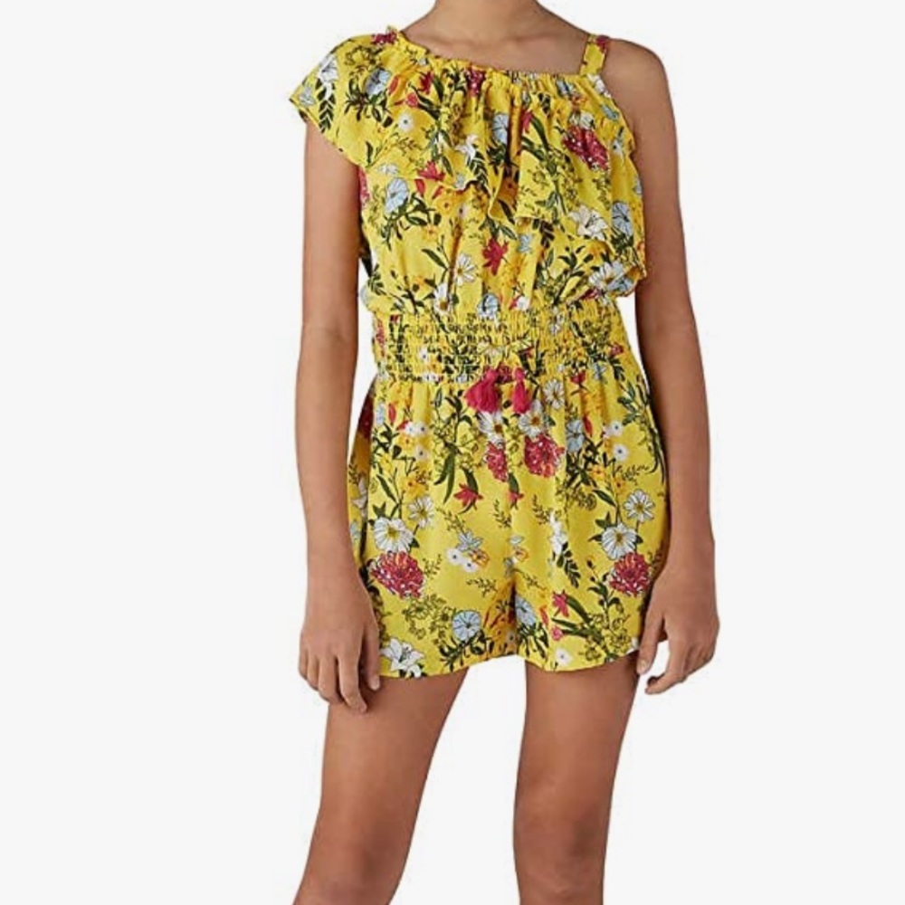 🌸BCBG Little Girls Yellow Floral Romper (Size XS - 5/6)